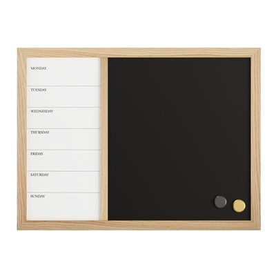 Martha Stewart Everette Magnetic Chalk-Dry Erase Weekly Calendar Combo Set, Engineered Wood Frame, 24"x18" (BRPMCO1M24561LN)