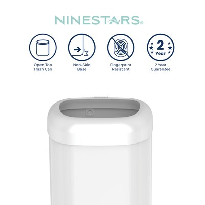 NineStars Stainless Steel Indoor Open Top Trash Can, 21.1 Gallons, XXL Size, White (OTT-80-4WH)