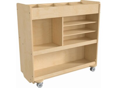 Flash Furniture Bright Beginnings Mobile 9-Section Storage Cart, 31.75"H x 33"W x 15.75"D, Natural Birch Plywood