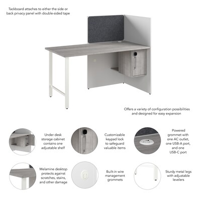 Bush Business Furniture Hustle 60"W Cubicle Workstation, White/Platinum Gray (HUCB260WHPG)