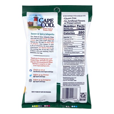 Cape Cod Gluten Free Jalapeno Potato Chips, 2 oz., 6/Pack (220-02566)