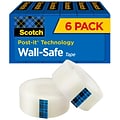 Scotch Wall-Safe Transparent Clear Tape Refill, 0.75 x 22.22 yds., 1 Core, 6 Rolls/Pack (813S6)
