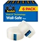 Scotch Wall-Safe Transparent Clear Tape Refill, 0.75" x 22.22 yds., 1" Core, 6 Rolls/Pack (813S6)