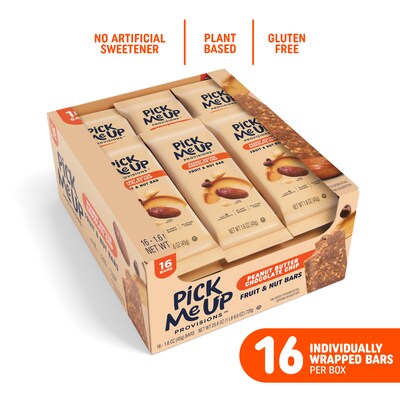 Pick Me Up Provisions™ Gluten Free Peanut Butter Chocolate Chip Fruit & Nut Bar, 1.6 oz., 16 Bars/Box (PM63403)