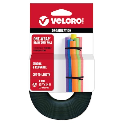 Velcro One Wrap 0.75 x 144 Hook and Loop Fastener Straps, Black (VEK90340)