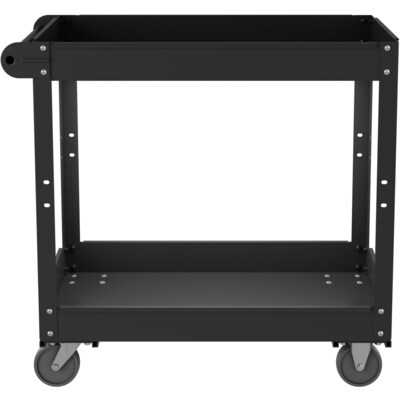 Lorell 2-Shelf Metal Mobile Utility Cart with Caster Wheels, Black (LLR59689)
