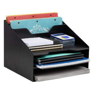 Mind Reader 5-Compartment Plastic Desk Tray, Black (ANCHBOX5-BLK)