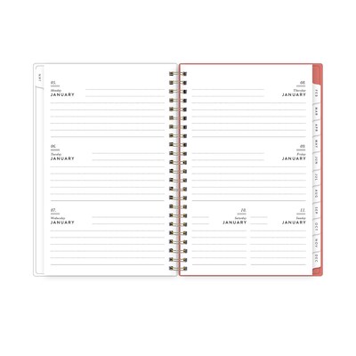2026 Blue Sky Bespoke Letterpress Pomegranate Blush 5 x 8 Calendar Year Weekly & Monthly Planner, Faux Leather Cover (156222)