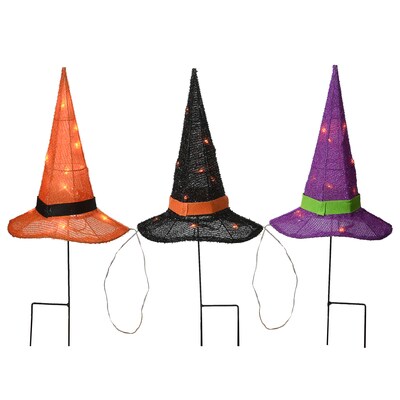 National Tree Company 23" Pre-Lit Multicolor Witch’s Hat Garden Stakes (MZ17-6618B)