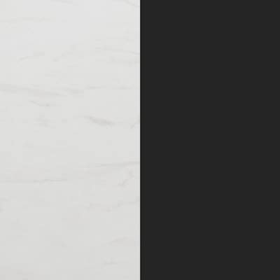 Flash Furniture Acadia 31.25" Round Wooden Dining Table with Round Base, White Faux Marble/Black Base (STRD31WMATR18B)