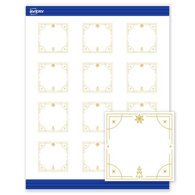Avery Gold-White Christmas Trees Matte Blank Card, White, 120/Pack (S00-FE1)