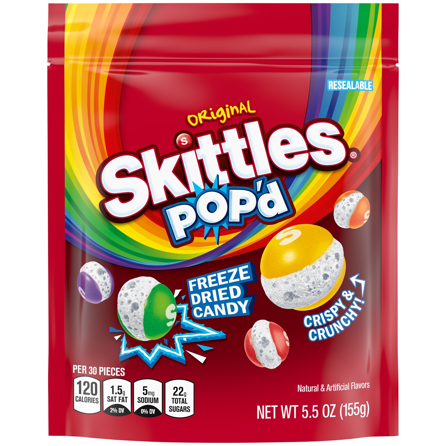SKITTLES POPd Originals Freeze Dried Candy, Assorted Flavors, 5.5 oz. (471736)