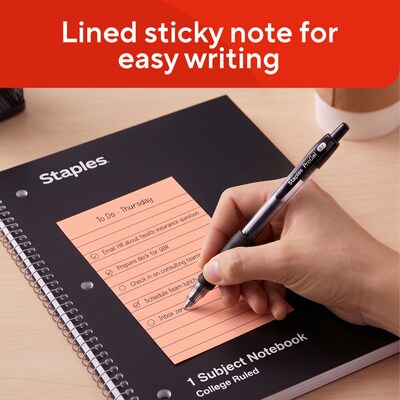 Staples Sticky Notes, 4" x 6", Assorted Colors, 600 Sheets – Standard Self-Stick Notes for Messages, Reminders & Planning