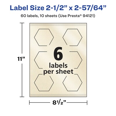Avery Pearlized Ivory Decorative Edge Multipurpose Labels, 2-1/2" x 2-57/64", Ivory, 60/Pack (94121)