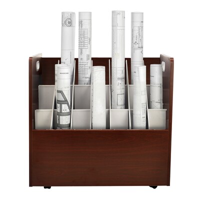 AdirOffice 21-Slot Mobile Roll File, 28.5H x 30W x 15.75D, Mahogany, 2/Pack (625-MA-2PK)