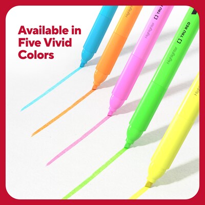 TRU RED™ Pocket Stick Highlighter with Grip, Chisel Tip, Assorted, 12/Pack (TR54586)