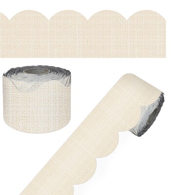 Carson Dellosa Education Linen Rolled Scalloped Borders, 3" x 65', Linen, 3/Bundle (CD-108505-3)