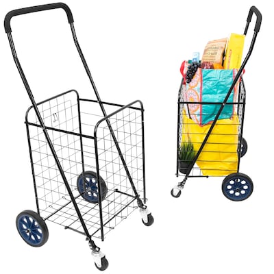 Mount-It! Small Rolling Utility Shopping Cart, Holds Up to 66 lbs., Black (MI-907S)