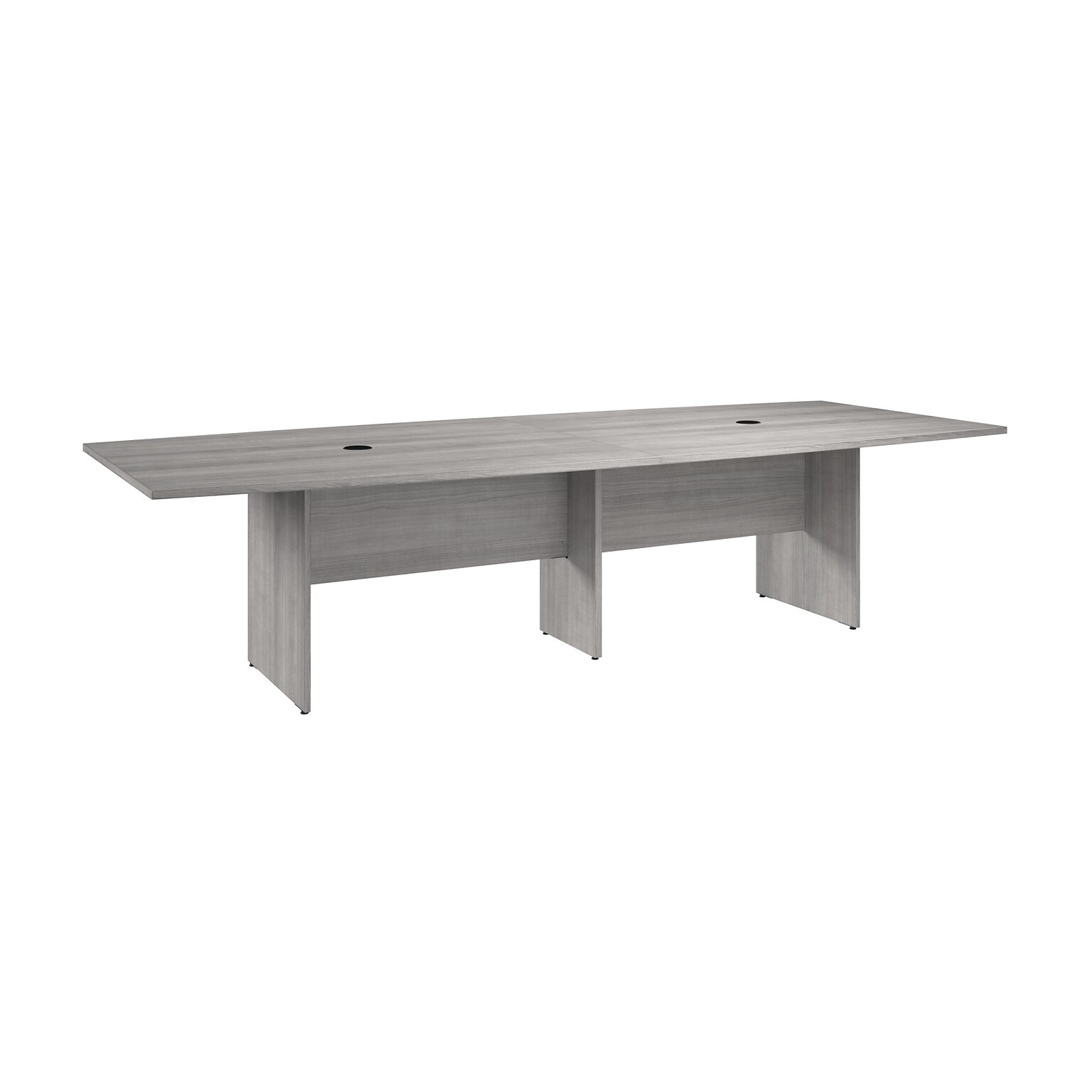 Bush Business Furniture 120W x 48D Boat Shaped Conference Table with Wood Base, Platinum Gray (99TB12048PGK)