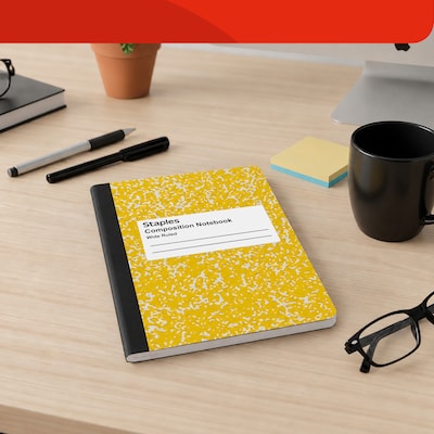 STAPLES Composition Notebook, 9.75” x 7.5”, Wide Ruled, Assorted Colors, 48/Pack