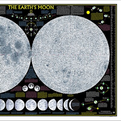 National Geographic Earth's Moon Map, Laminated, 42.5" x 28.5" (NGMRE00620137)