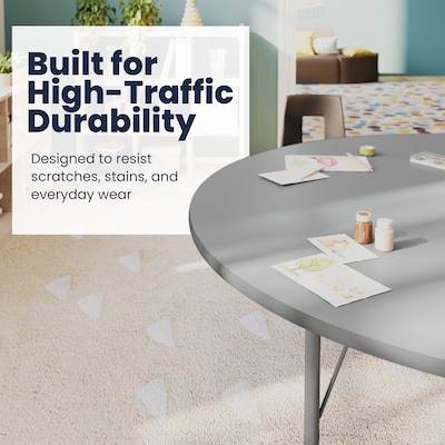 Flash Furniture Wren Horseshoe Activity Table, 66" x 60", Height Adjustable, Gray Top/Silver Frame (XUA6066HRSEGTP)