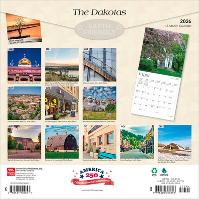 2026 BrownTrout The Dakotas North Dakota & South Dakota Places 12 x 12 Monthly Wall Calendar (9798330705856)