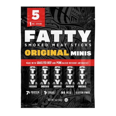 FATTY MINIS Original Smoked Beef Meat Sticks, 1 oz., 5/Pack (GOV15927)