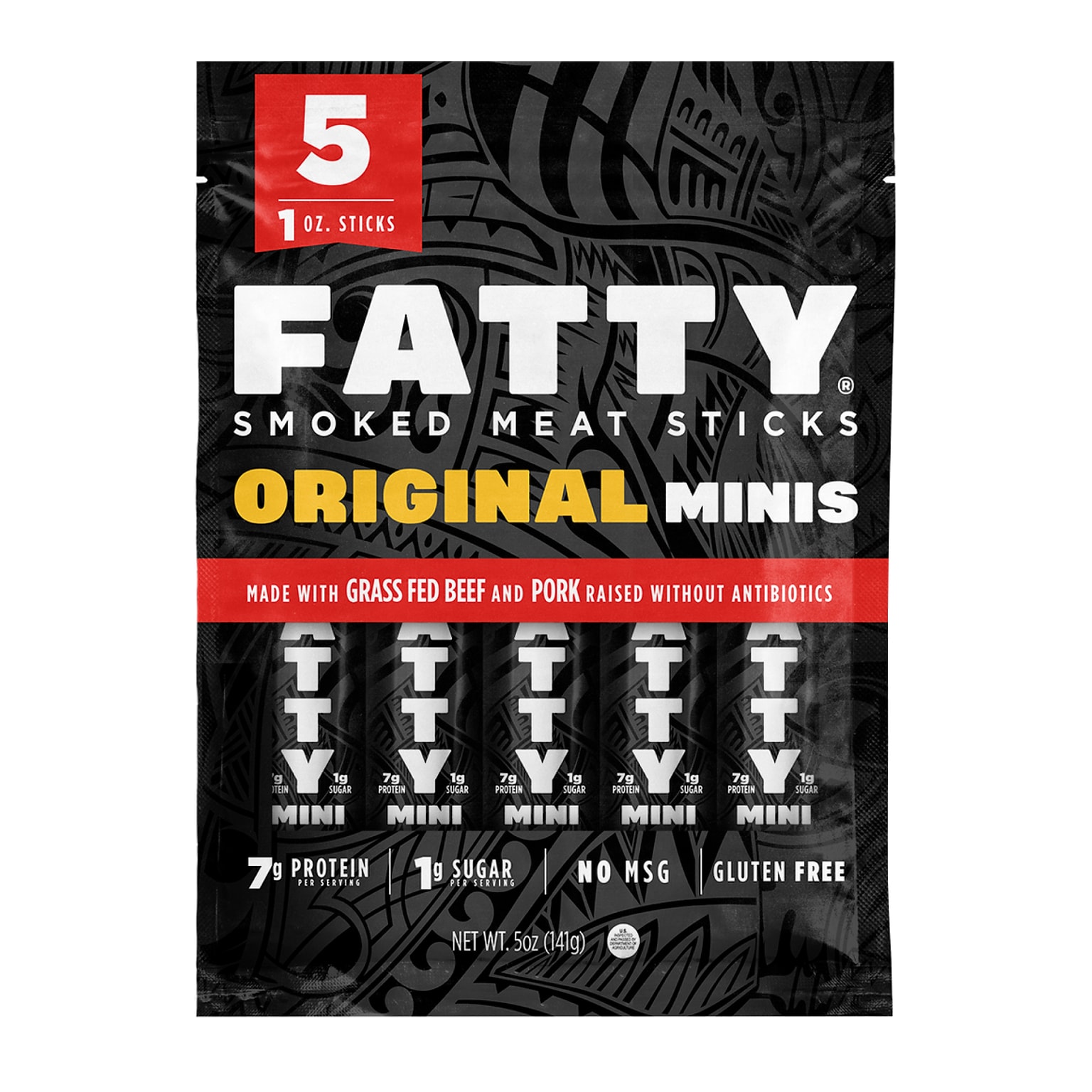 FATTY MINIS Original Smoked Beef Meat Sticks, 1 oz., 5/Pack (GOV15927)