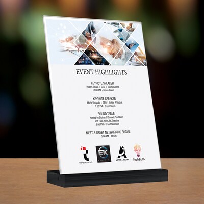 Global Printed Products Generic Holder, 5" x 7", Vertical, Table Top/Countertop, Black/Clear Acrylic (SGNH-AB-5X7-BK)
