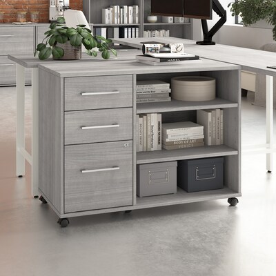 Bush Business Furniture Hustle Office Storage Cabinet with Wheels, Platinum Gray (HUF140PG)