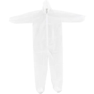 Global Industrial Disposable Polypropylene Coverall, Elastic Hood & Boots, WHT, XL, 25/Case (708187XL)