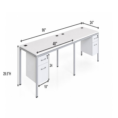 Boss Office Products Simple System 71W Desk with Pedestal, Driftwood, 2/Set (SGSD006-203)