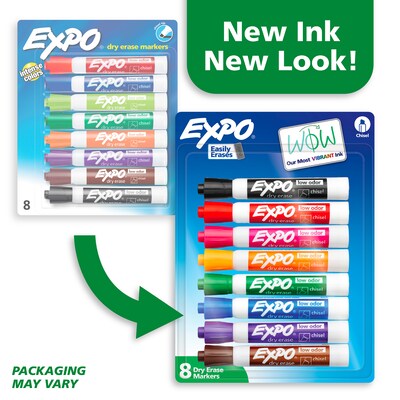 Expo Dry Erase Markers, Chisel Tip, Assorted Colors, 8/Pack (80678)