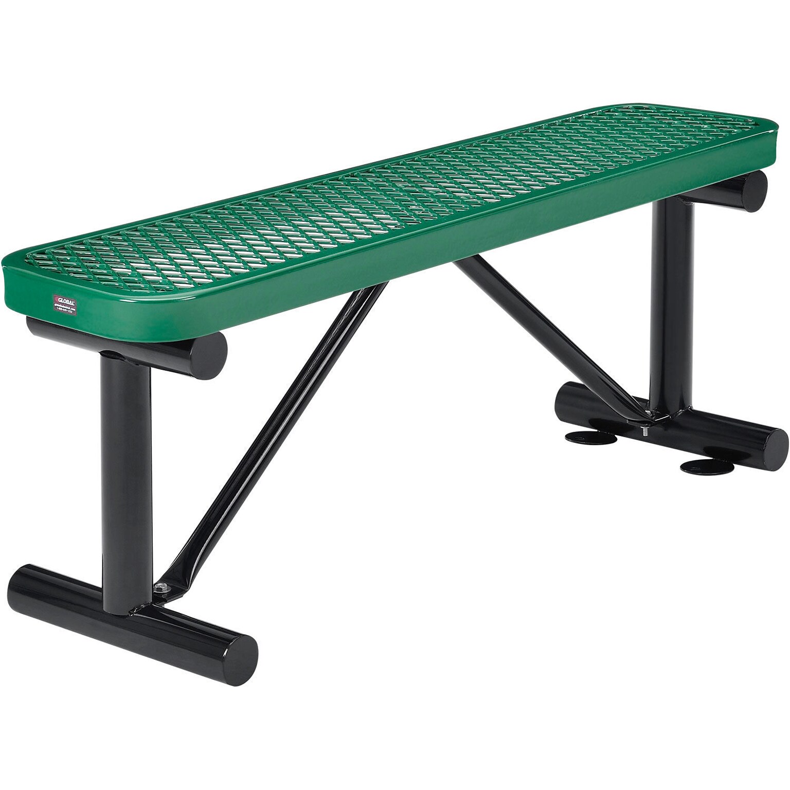 Global Industrial 4 Outdoor Steel Flat Bench, Expanded Metal, Green (695741GN)
