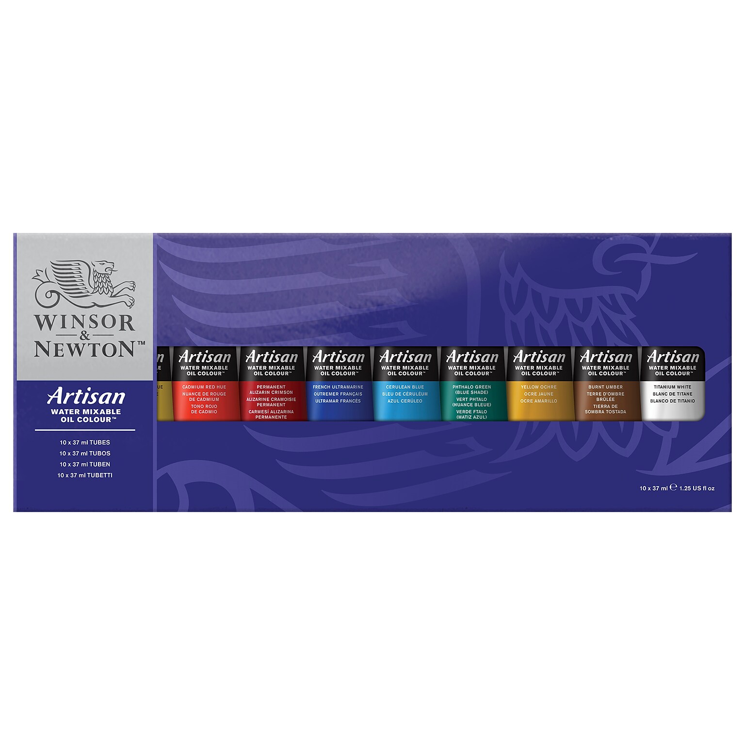 Winsor and Newton Artisan Water Mixable Oil Paint Tube Set, Assorted Colors, 37 mL, 10/Set (WNX1590228)