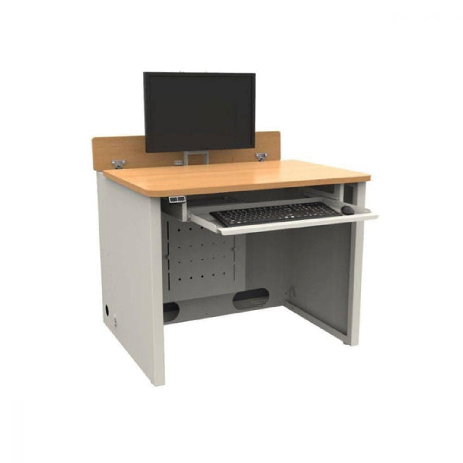 VersaDesk Elevation 36W Computer Desk, Maple/White (ED3630-WM)