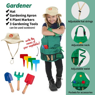 Bintiva Dress Up/Drama Play Helping At Home Trunk Set, Construction Worker/Chef/Gardener, 15 Pieces/Set (BNVBT023)