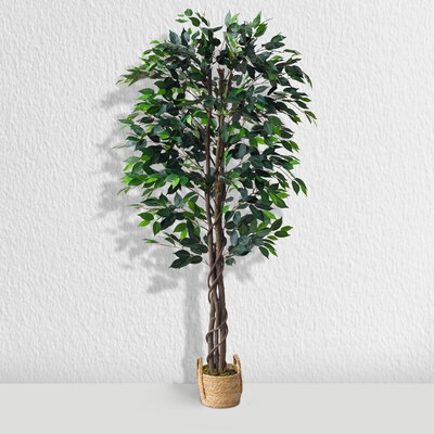 Forever Leaf 72" Artificial Ficus Silk Tree in Wicker Basket (FEV-FIWI72)
