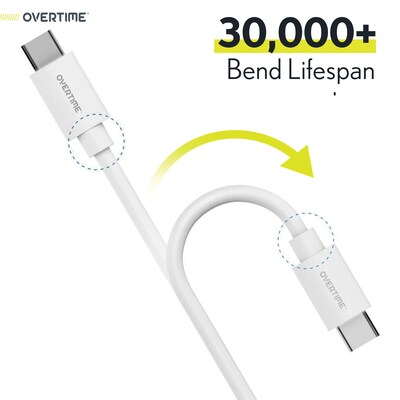 Overtime Overtime USBC Certified Charging Cables USB-C to USB-C Charging Cable, 6 ft., White, 3/Pack (MFIBLACK10FT)
