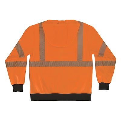 GloWear 8317BK High Visibility Long Sleeve Black Bottom Hooded Sweatshirt, ANSI Type R, Class 3, Orange, 3XL (22987)