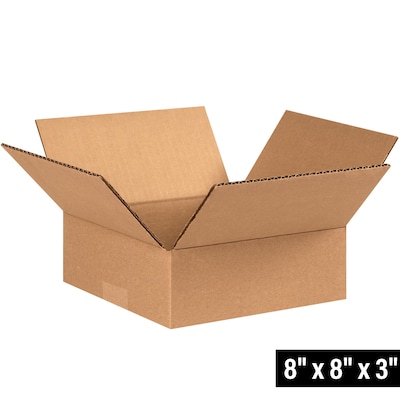 8 x 8 x 3 Shipping Boxes, 32 ECT, Brown, 25/Bundle (883)