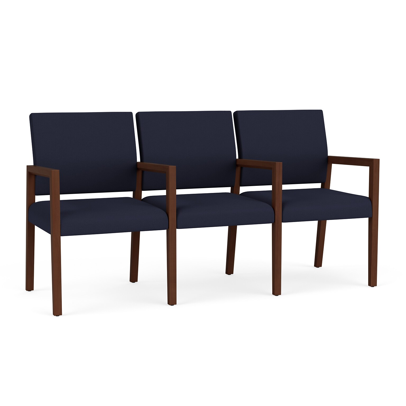 Lesro Brooklyn Fabric 3-Seat Tandem Seating, Open House Navy/Walnut (BK3103.WWL-01OHNA)