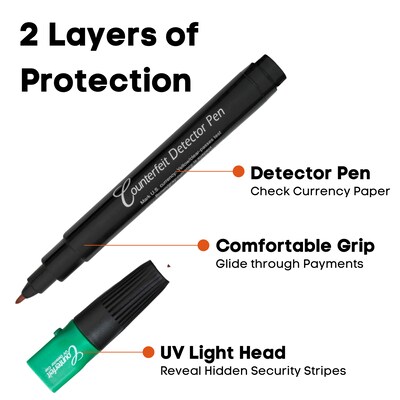 Dri Mark Dual Detector Counterfeit Pens, 6/Pack (351UV6)