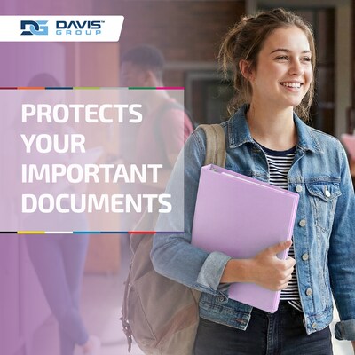 Davis Group, 1.5", 8.5" x 11", Round Ring View Binder, Pastel Color, Lavender, 6/Pack (7412-13-06)