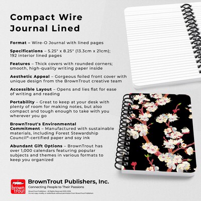 BrownTrout Black Floral 5.25" x 8.25" Academic & Calendar Year Personal Organizer, Multicolored (9798330707010)