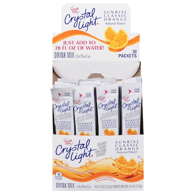 Crystal Light On-The-Go Sugar Free Sunrise Classic Orange Powdered Drink Mix, 0.16 Oz., 30 Packets/Box (GEN00504)
