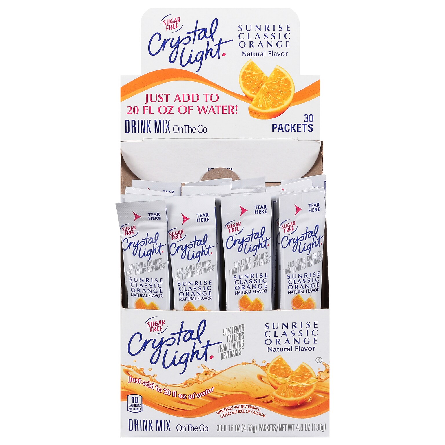 Crystal Light On-The-Go Sugar Free Sunrise Classic Orange Powdered Drink Mix, 0.16 Oz., 30 Packets/Box (GEN00504)