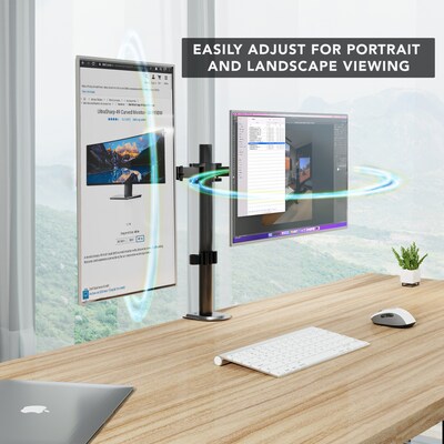 Mount-It! Adjustable Dual Monitor Arm Mount, Up To 32" Monitor, Black (MI-2752)