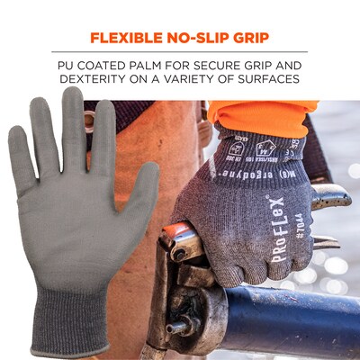 Ergodyne ProFlex 7044 PU Coated Cut-Resistant Gloves, ANSI A4, Gray, XL, 12 Pair (10485)